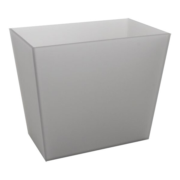 A white square room360 Nassau recycling wastebasket with a lid on it.