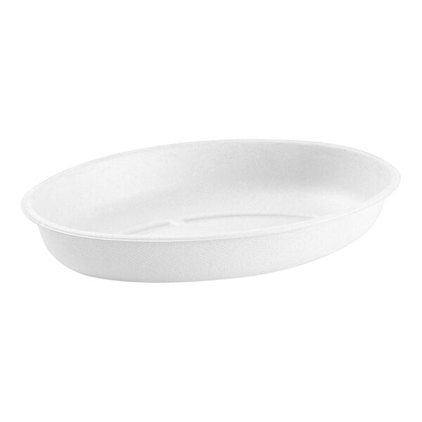 A Stalk Market white oval fiber container.