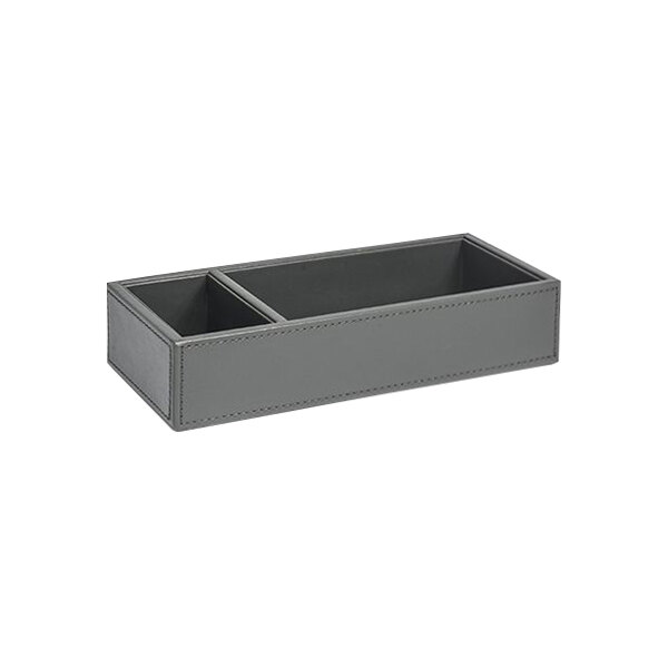 A grey rectangular room360 London faux leather organizer with two compartments.