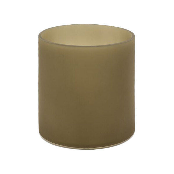 A room360 Nassau nutmeg resin wastebasket with a brown base.