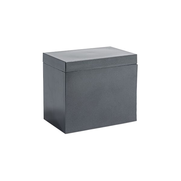 A room360 New York black rectangular ice bucket with a black lid.