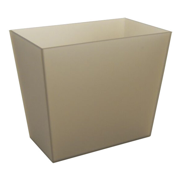 A beige square room360 Nassau wastebasket with a lid on a white background.