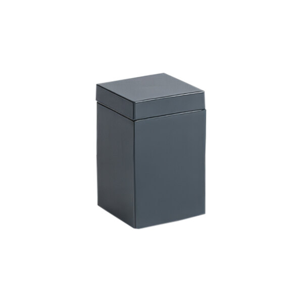 A black rectangular room360 New York storage jar with a lid.