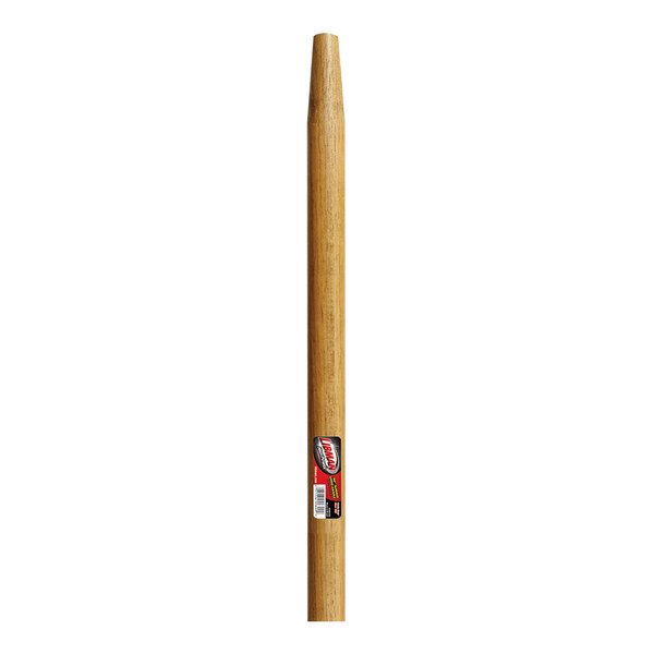 A Libman tapered wood handle with a red tip.