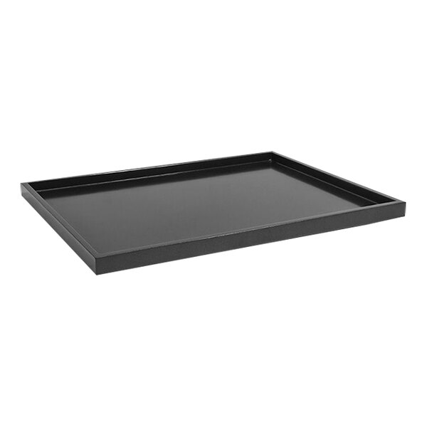 A black onyx resin rectangular tray with a handle.