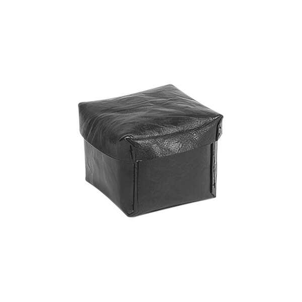 A black leather box with a black lid.