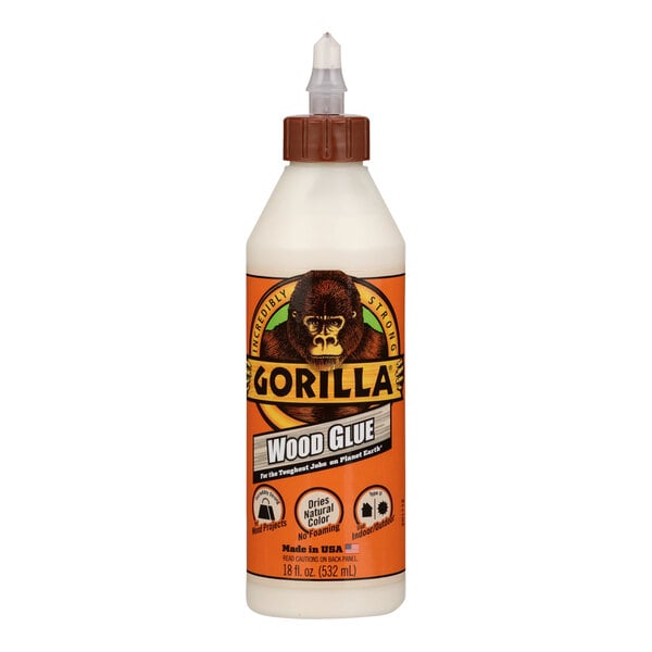 A bottle of Gorilla Wood Glue with a label.