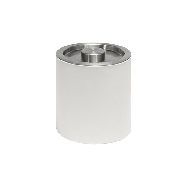 A white cylinder with a metal top.