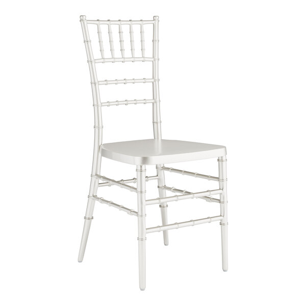 A white Lancaster Table & Seating Chiavari chair.