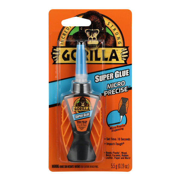 A package of Gorilla Micro Precise 5.5 Gram Super Glue bottles.