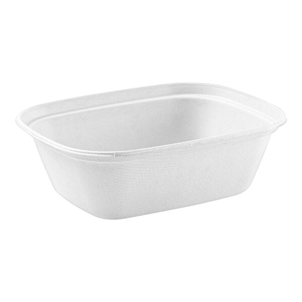 A white rectangular Stalk Market fiber container with a lid.