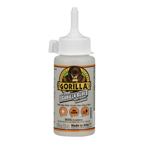 A white bottle of Gorilla Glue with a white cap.