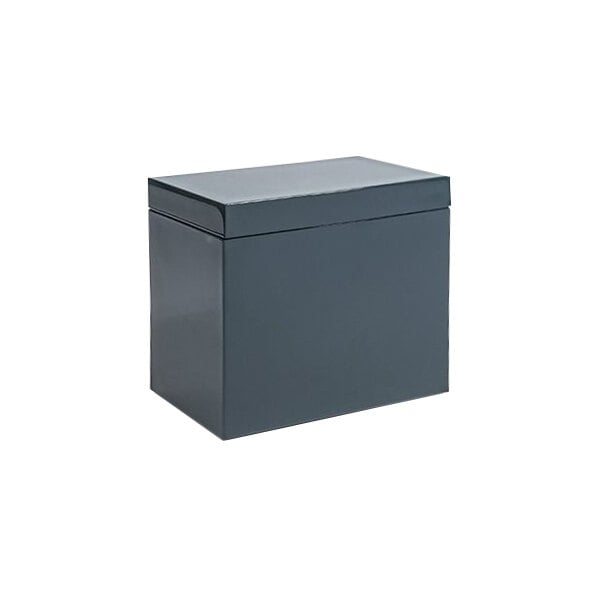 A black rectangular box with a peacock lid.