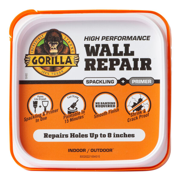 A container of Gorilla Wall Repair Spackling and Primer.