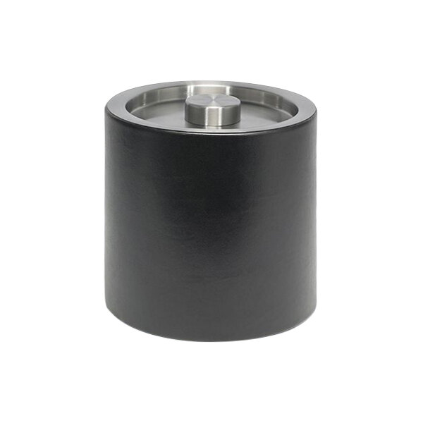 A black cylinder with a silver round lid.