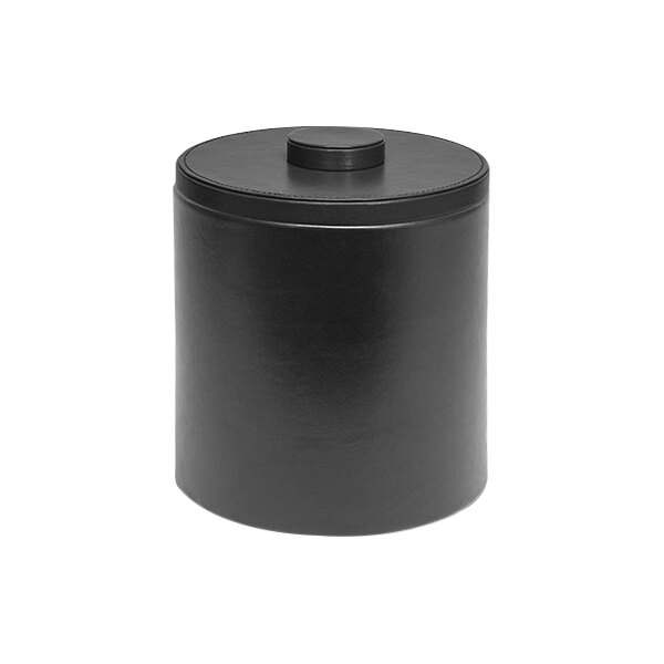 A black round room360 London ice bucket with a black lid.