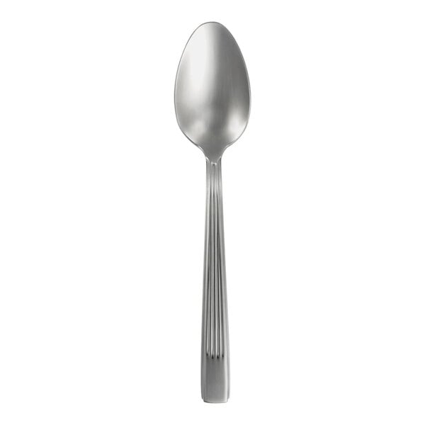 A silver Varick Estate stainless steel teaspoon with a long handle.