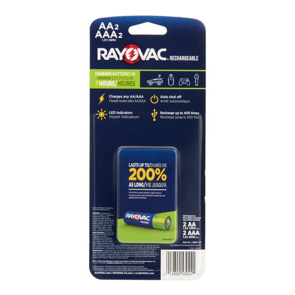 A Rayovac Value NiMH battery charger for AA and AAA batteries in retail packaging.