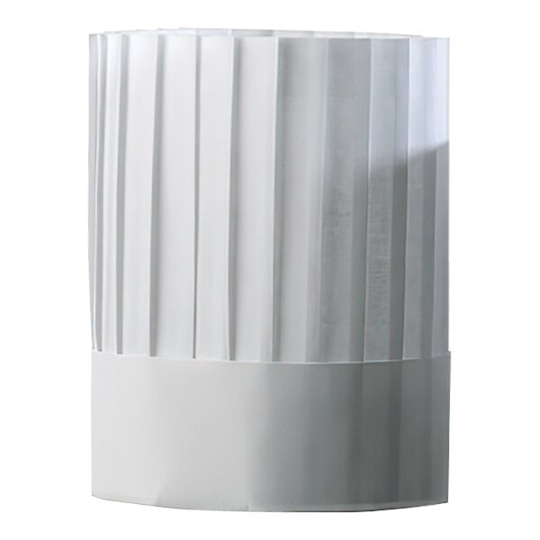 A white Matfer Bourgeat disposable chef hat in a white plastic bag.