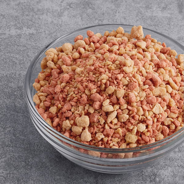 A bowl of Yum Crumbs Maple Bacon crumb topping on a table.