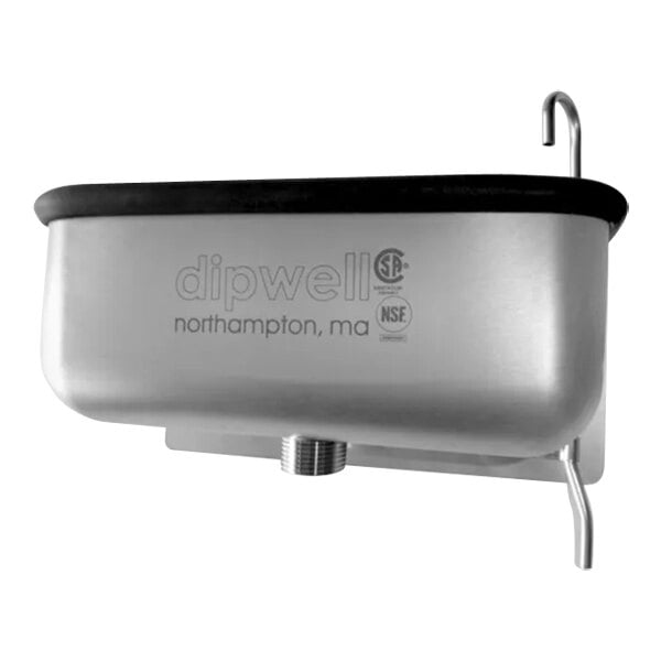 A stainless steel Dipwell 10D for 10-inch ice cream dipper wells on a counter.