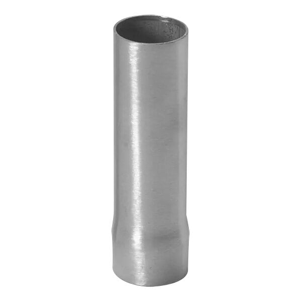 A close-up of a stainless steel Dipwell overflow tube with a small hole at the end.