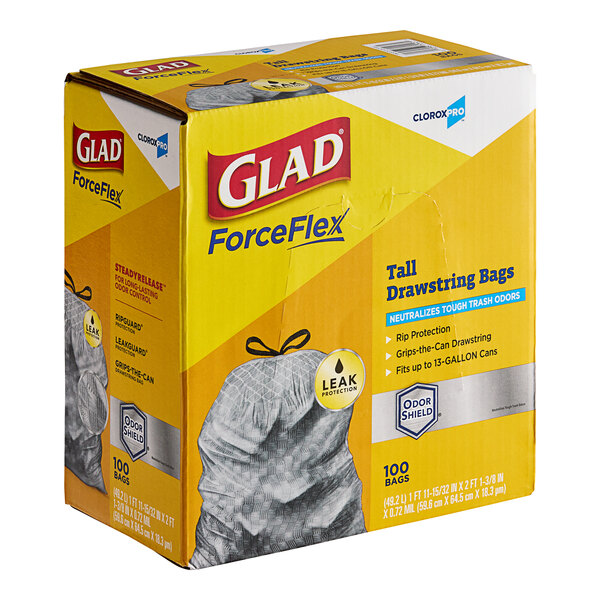 Glad ForceFlex 100-Pack 13-Gallon Gray Plastic Kitchen Trash Bag Glad ForceFlex 100-Pack 13-Gallon Gray Plastic Kitchen Trash Bag