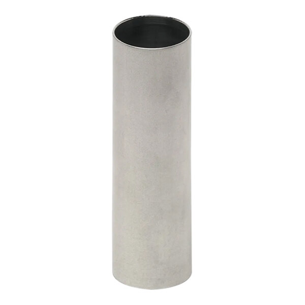 A silver stainless steel cylindrical tube with a black cap.