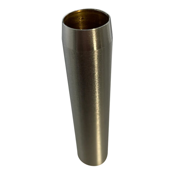 A stainless steel metal tube with white background.
