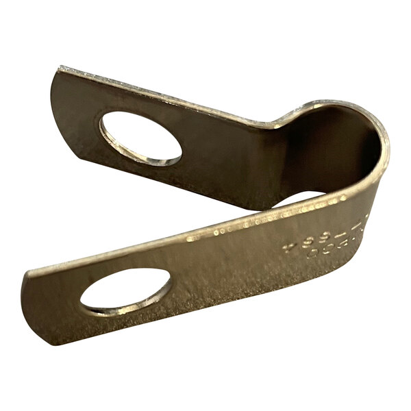 A pair of brass plated metal Dipwell loop clamps.