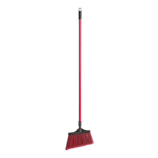 A red O-Cedar Commercial broom with a black handle.
