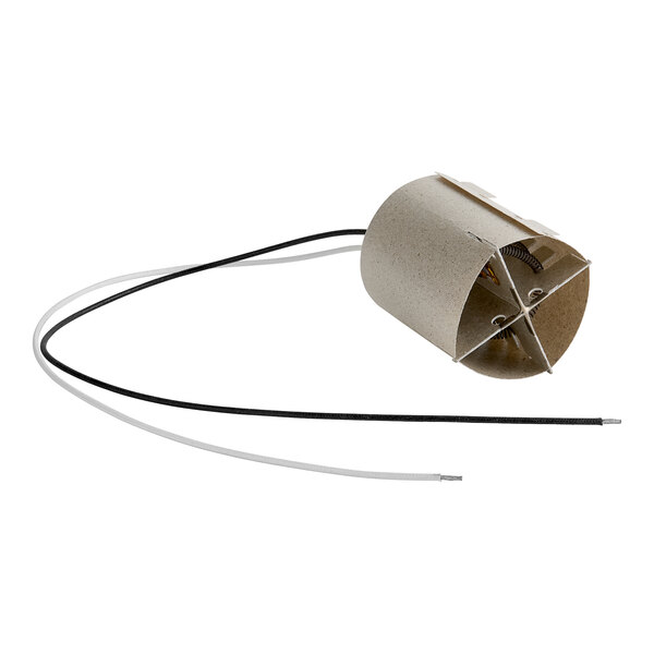 A Noble Products heating element with wires attached.