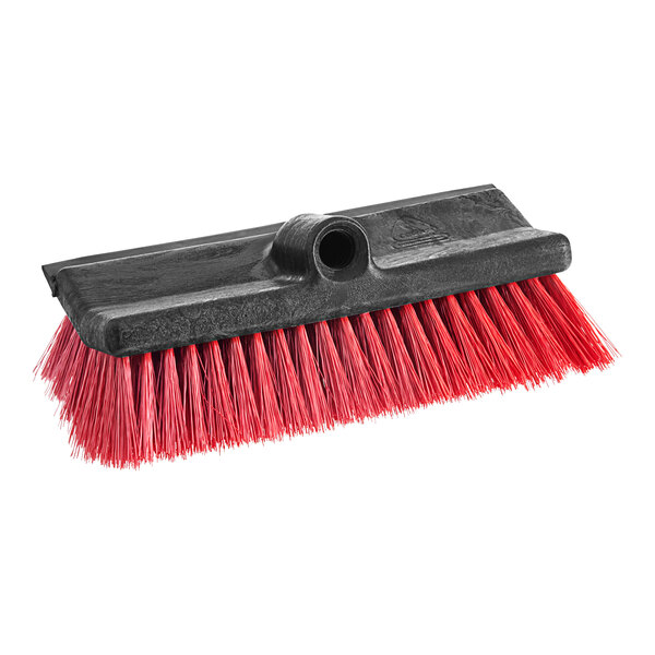 A red and black O-Cedar Commercial floor scrub brush head.