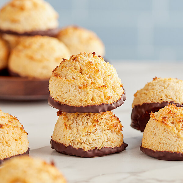 A close up of Coral Bay sweetened coconut macaroons.