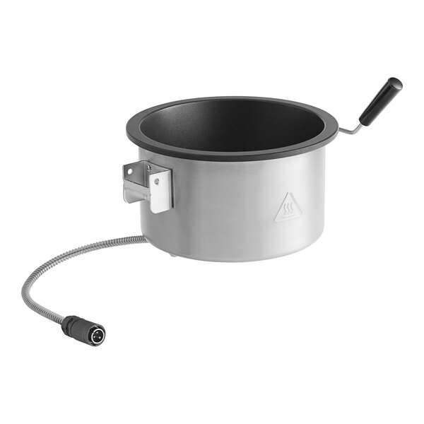 A silver stainless steel Carnival King kettle with a handle and a cord.