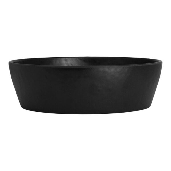 A close-up of a Creations Cali black melamine bowl.