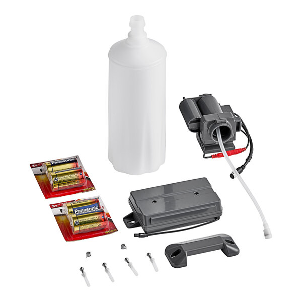 An American Standard touchless foam soap dispenser kit with a white and grey battery-operated pump.
