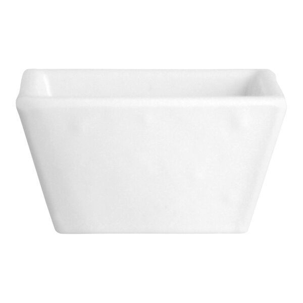 A white square Creations Cali ramekin from Steelite International.