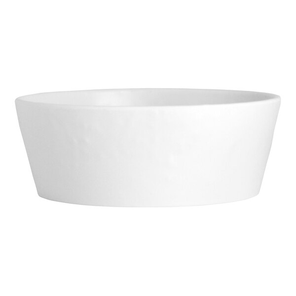 A Creations Cali white melamine bowl on a white background.