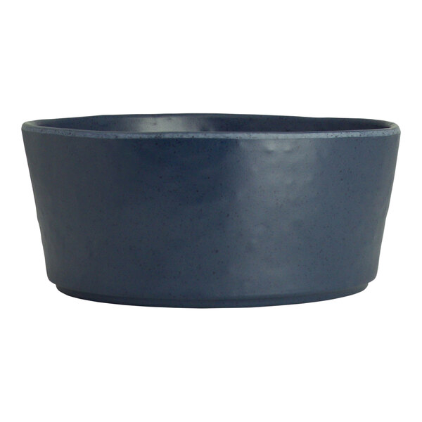 A blue bowl with a rim on a white background.