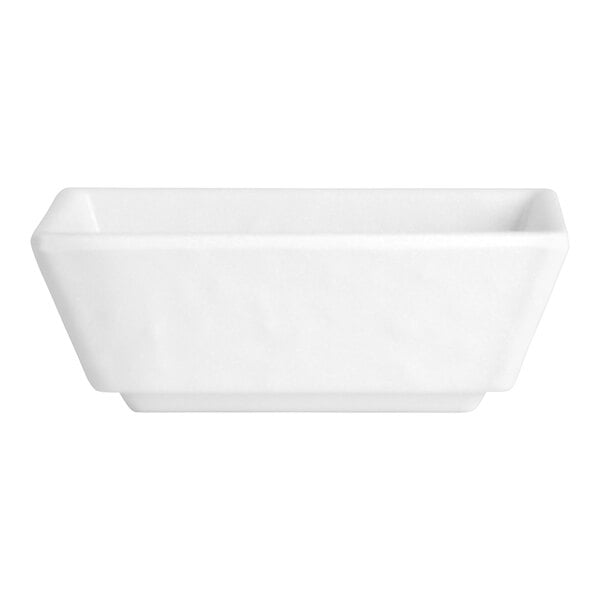 A white rectangular Creations Cali ramekin from Steelite International.