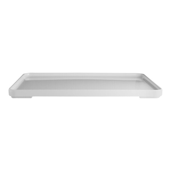 A white rectangular tray with a white border.