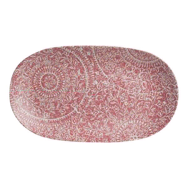 A Steelite Solano melamine platter in rubine with a paisley design.