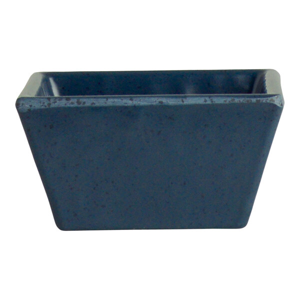 A black rectangular Creations Cali dish with a blue surface.