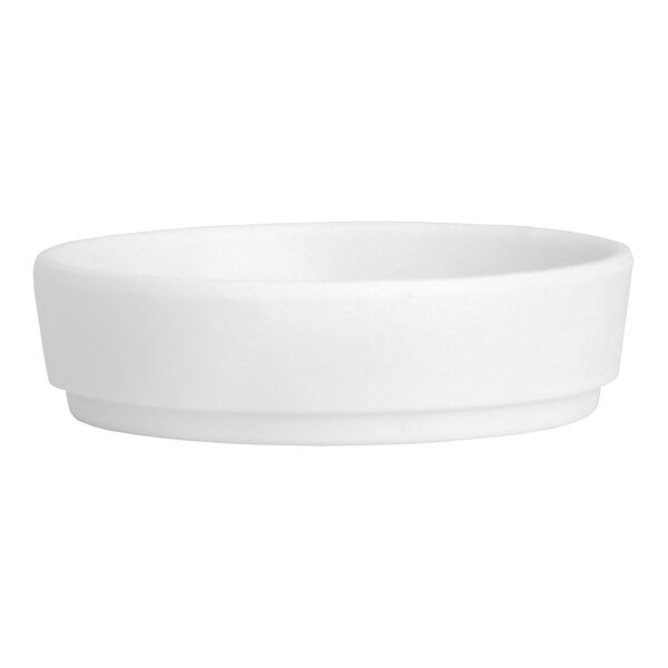 A close-up of a white Creations Cali ramekin.