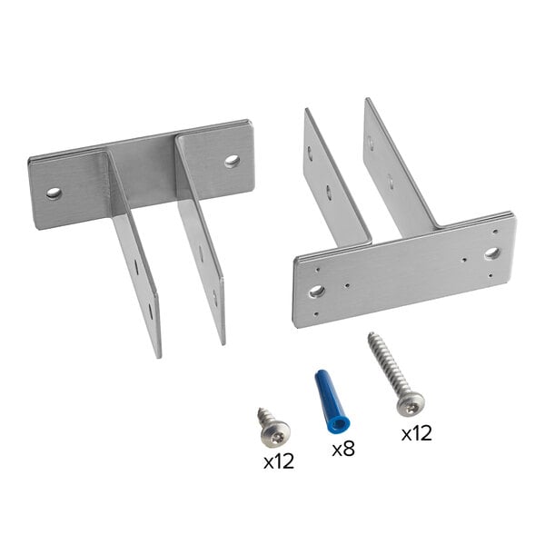 Two aluminum Hadrian metal mounting brackets with screws and nuts.