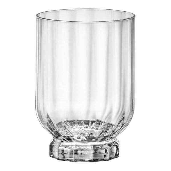 A Bormioli Rocco Florian clear glass with a base.