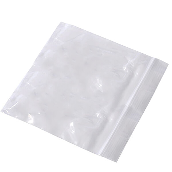 A close-up of a clear Lavex reclosable plastic bag with a zipper.