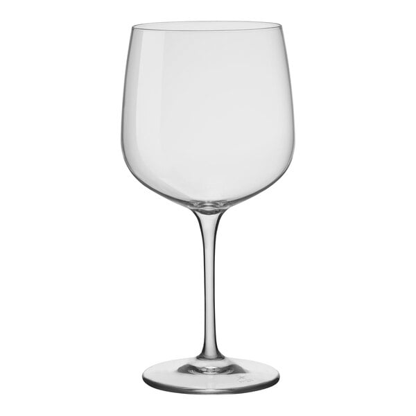 A clear Bormioli Rocco Premium Gin and Tonic glass with a stem.