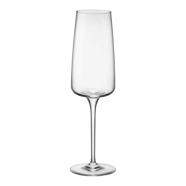 A clear Bormioli Rocco Nexo wine glass with a stem.